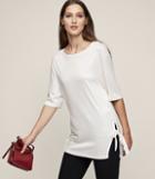 Reiss Hardy - Tie-side Crew-neck Top In White, Womens, Size S