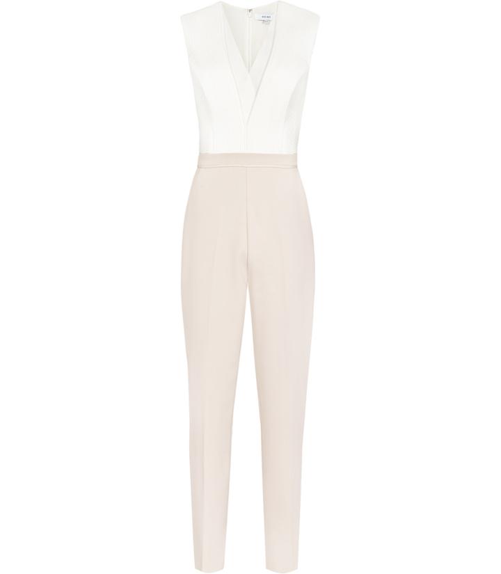 Reiss Elisa - Womens Block-colour Jumpsuit In White, Size 6