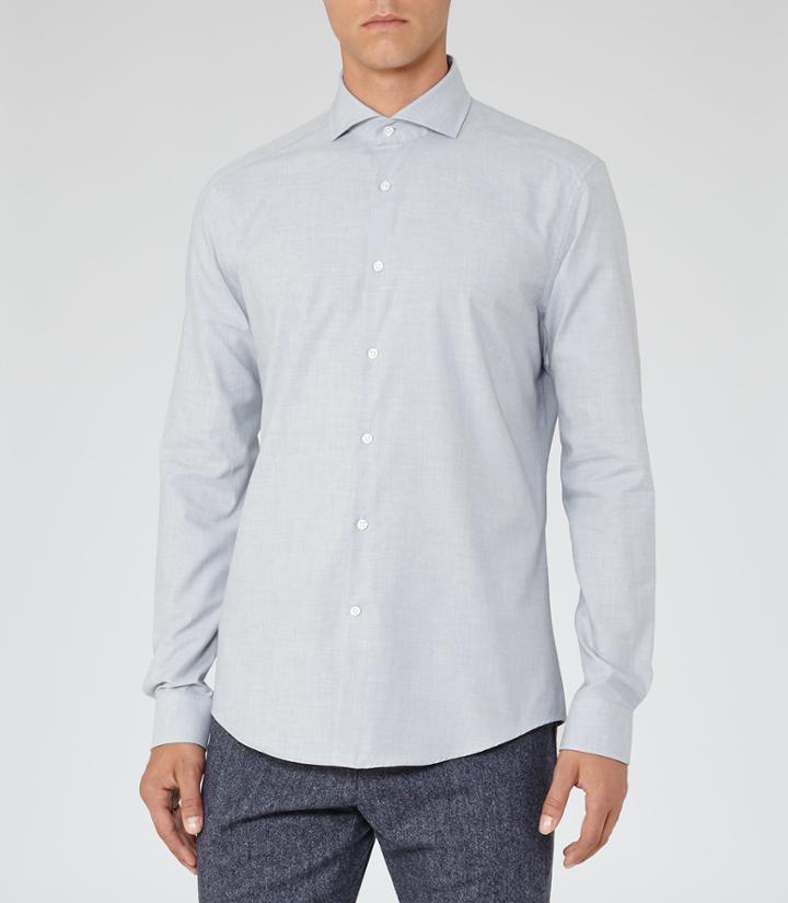 Reiss Figo - Mens Spread Collar Shirt In Blue, Size S
