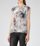 Reiss Coleen - Womens Printed Top In Grey, Size Xs