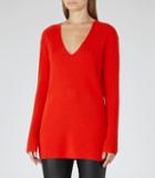 Reiss Harlow - Womens Rib-detail Jumper In Orange, Size S