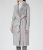 Reiss Lennox - Womens Longline Shearling Coat In Grey, Size S