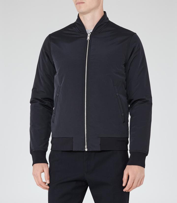 Reiss Eiffel - Mens Zip Bomber Jacket In Blue, Size S