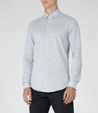 Reiss Bleu - Mens Textured Slim Shirt In Blue, Size L