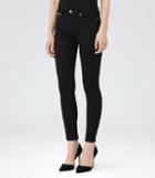 Reiss Alexis - Womens Mid-rise Biker Jeans In Black, Size 24