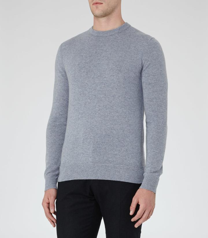 Reiss Hamilton - Mens Cashmere Crew-neck Jumper In Blue, Size S