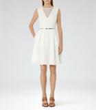 Reiss Marlowe - Womens Sheer-panel Fit And Flare Dress In White, Size 10