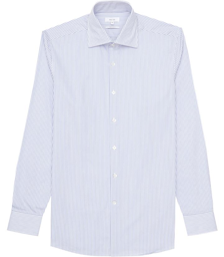 Reiss Saffron - Mens Contrast Stripe Shirt In Blue, Size Xs