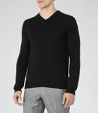 Reiss Emporer - Mens Merino V-neck Jumper In Black, Size L