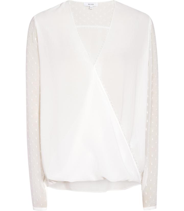 Reiss Faithful - Womens Textured Wrap Top In White, Size 6