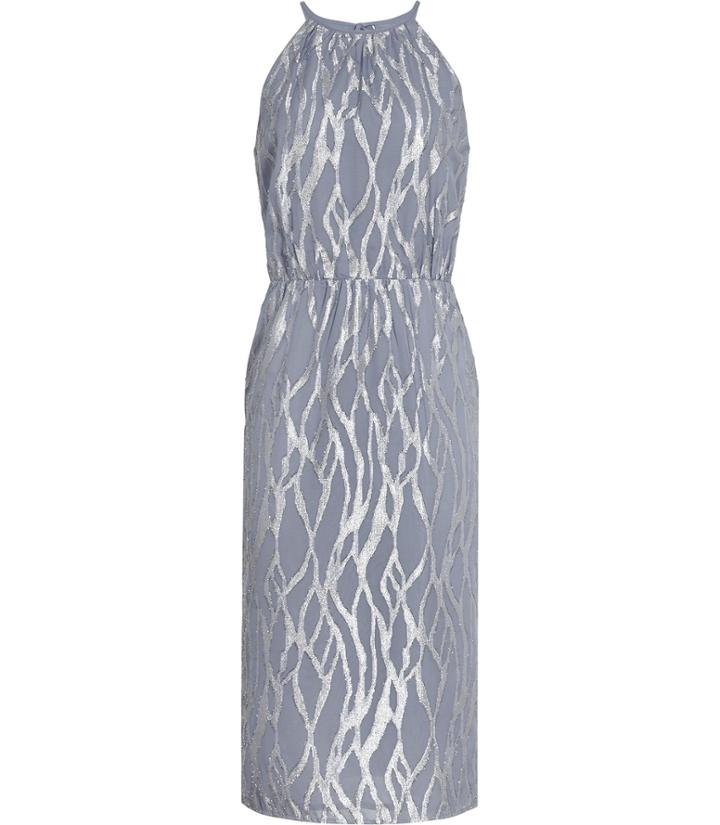 Reiss Cass - Womens Metallic Burnout Dress In Grey, Size 4