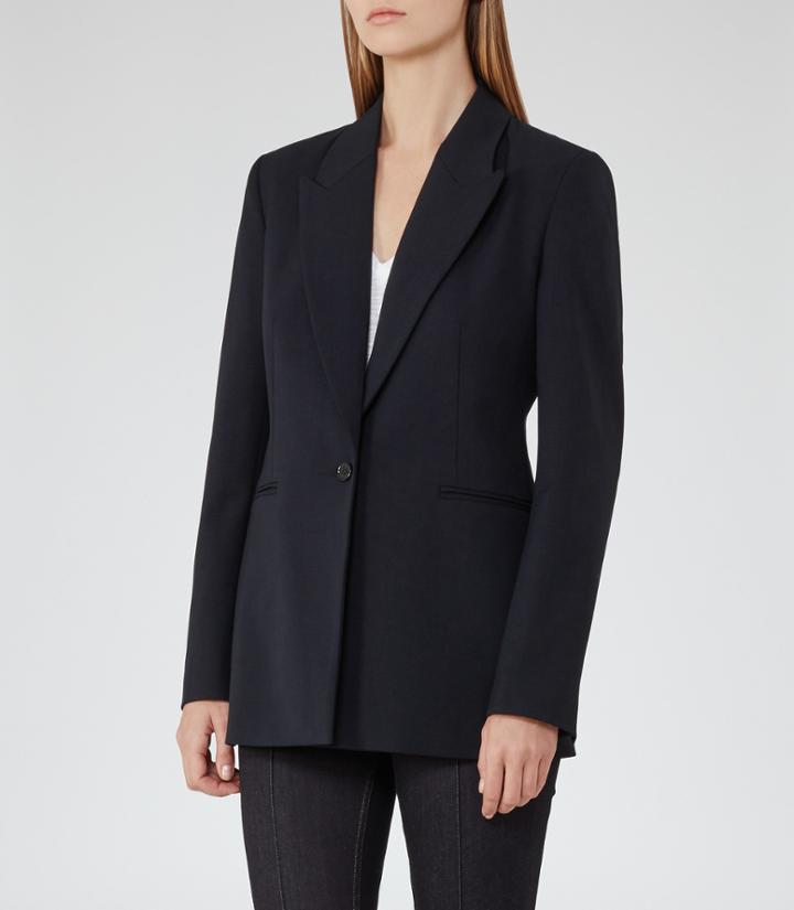 Reiss Leoni - Womens Wide-lapel Blazer In Blue, Size 4