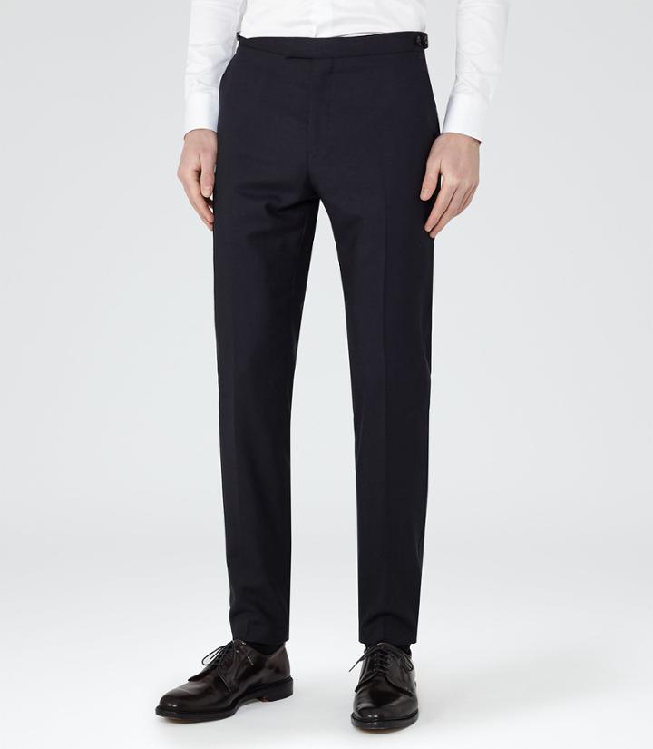 Reiss Matsuda T - Mens Slim-fit Wool Trousers In Blue, Size 28