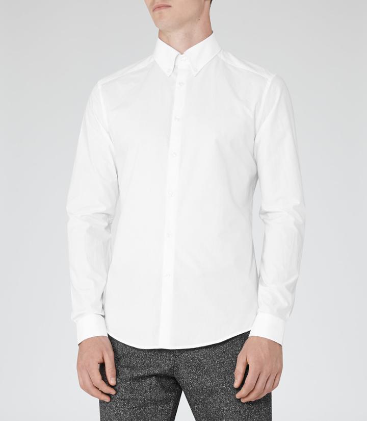 Reiss Steel - Mens Button Down Shirt In White, Size S