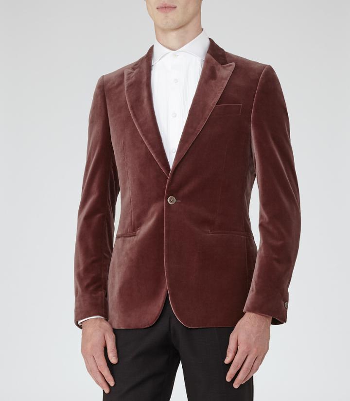 Reiss Mirage - Mens Velvet Blazer In Pink, Size 36