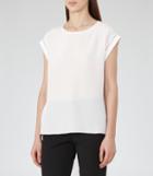 Reiss Gina - Silk-front Top In White, Womens, Size Xs