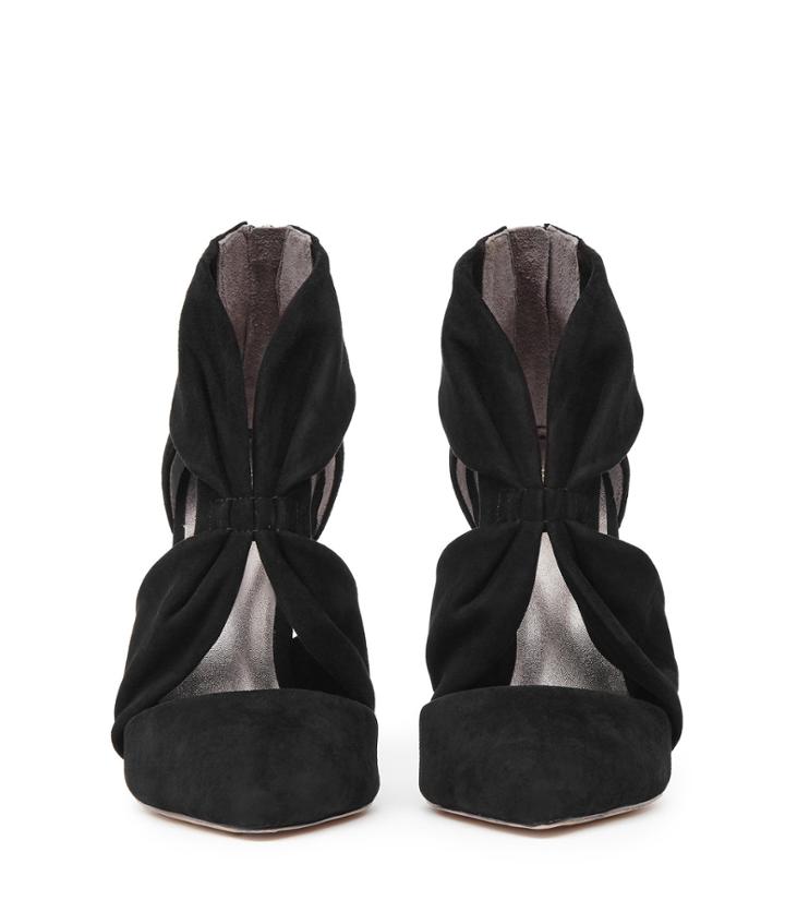 Reiss Donatella - Womens Suede Tie-front Shoes In Black, Size 3