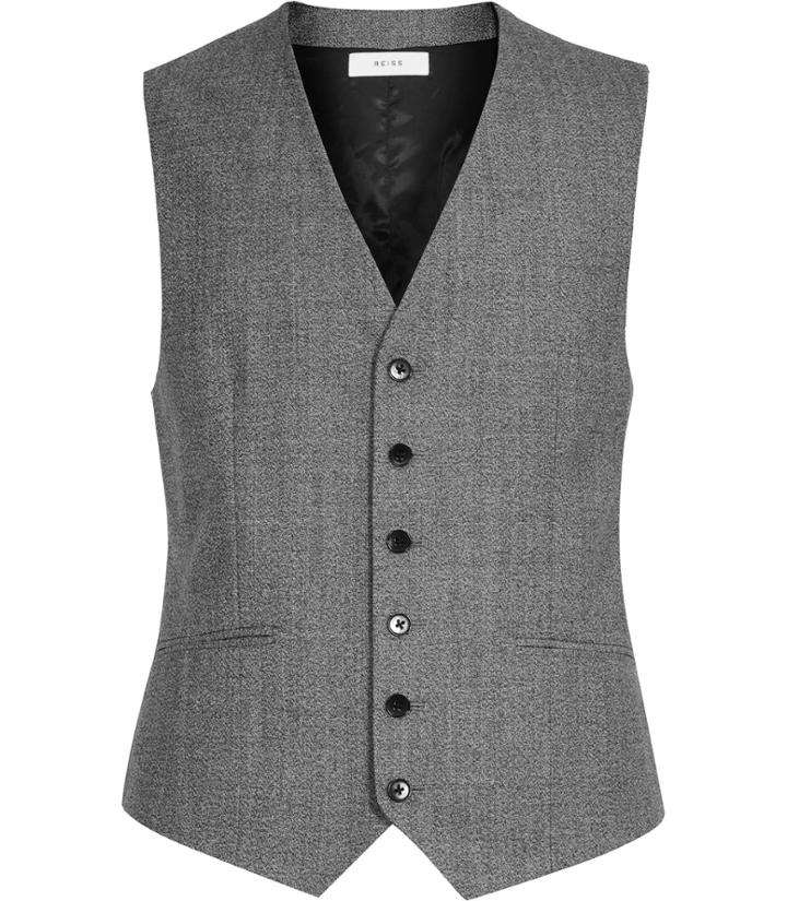 Reiss Delliston W - Mens Wool Mix Waistcoat In Grey, Size 36
