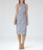Reiss Cass - Womens Metallic Burnout Dress In Grey, Size 6