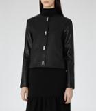 Reiss Hart - Womens Twist-lock Leather Jacket In Black, Size S