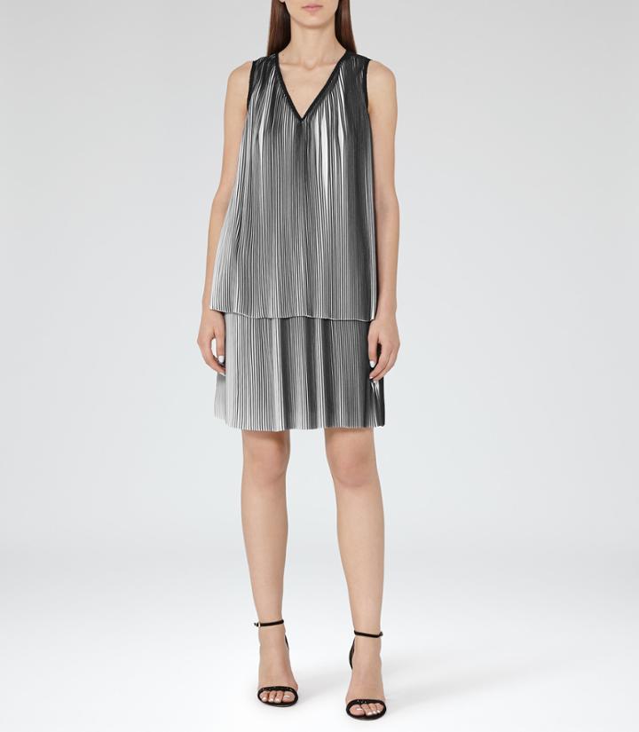 Reiss Nova - Womens Tiered Plisse Dress In White, Size 6