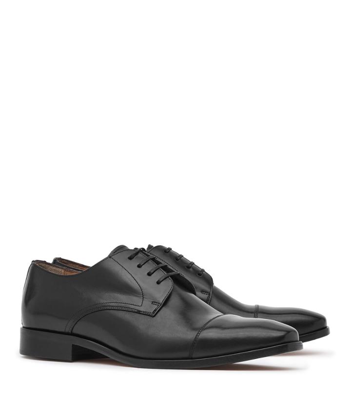 Reiss Finley - Toe Cap Derby Shoes In Black, Mens, Size 8