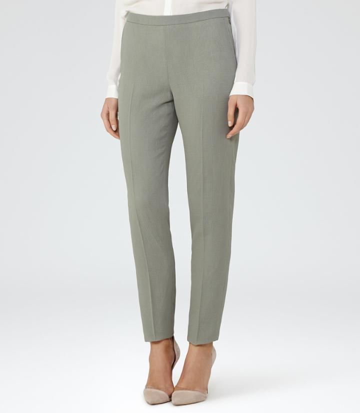 Reiss Camila Trouser - Womens Textured Tailored Trousers In Green, Size 6