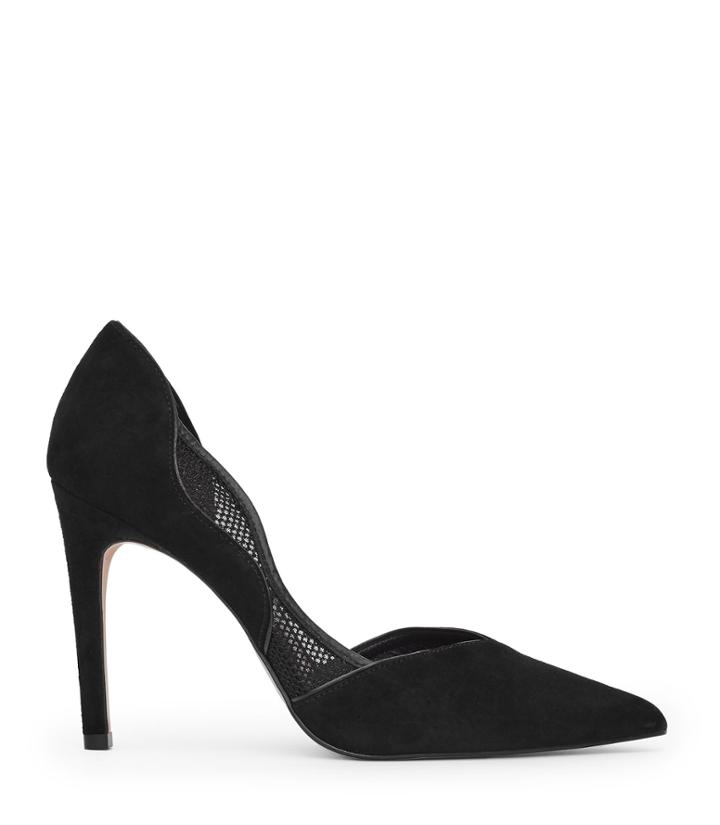 Reiss Maggie - Womens Mesh-detail Court Shoes In Black, Size 3