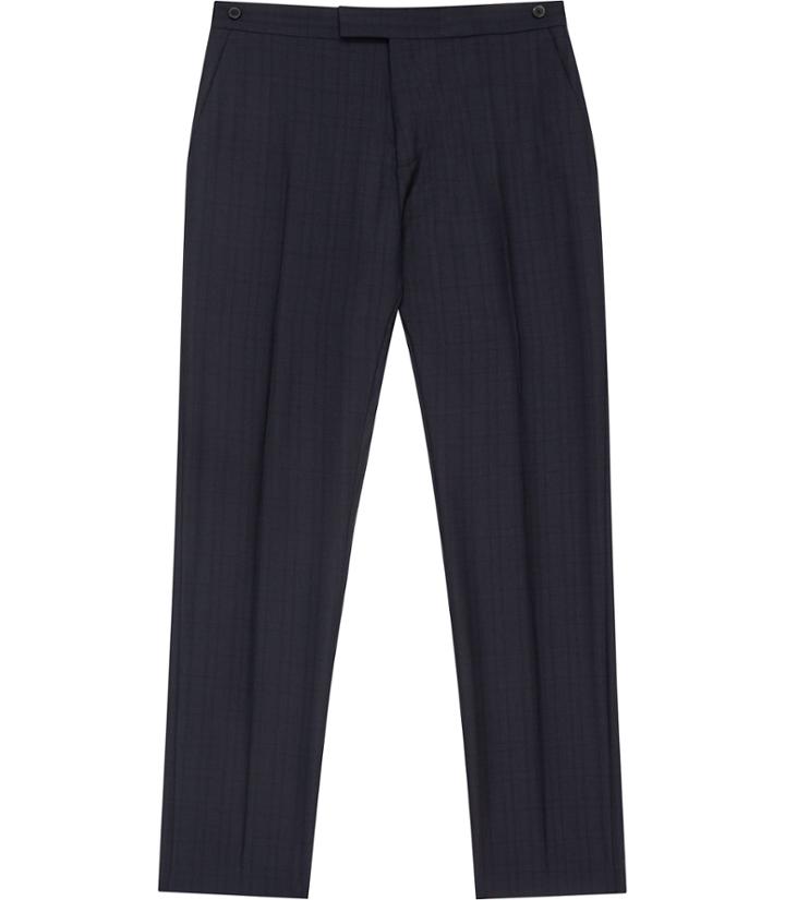 Reiss Baggio T - Mens Checked Wool Trousers In Blue, Size 28