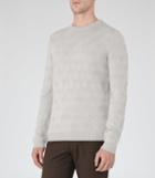 Reiss Astro - Mens Patterned Weave Jumper In Brown, Size Xs