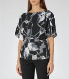 Reiss Lia - Womens Printed Top In Black, Size 4
