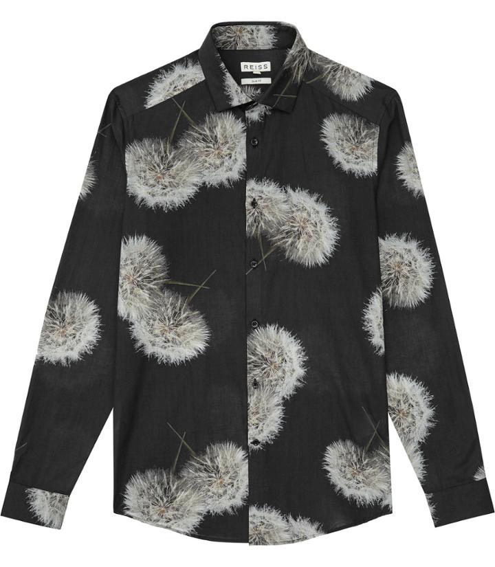 Reiss Apache - Mens Dandelion Print Shirt In Black, Size S