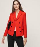Reiss Izzy - Cropped Double-breasted Jacket In Red, Womens, Size 0