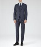 Reiss Crow - Modern-fit Check Suit In Blue, Mens, Size 36