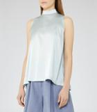 Reiss Blaire - Silk-front Top In Blue, Womens, Size Xs