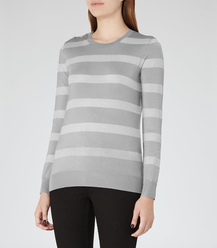 Reiss Githa - Womens Metallic-stripe Jumper In Brown, Size S