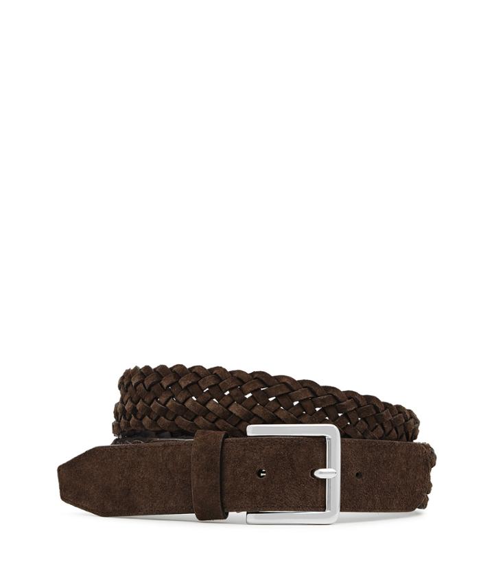 Reiss Bridge - Mens Suede Plaited Belt In Brown, Size 30