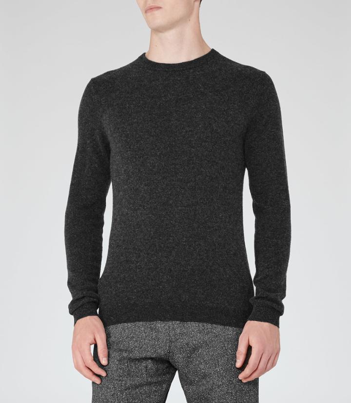 Reiss Hampton - Mens Cashmere Crew-neck Jumper In Grey, Size S