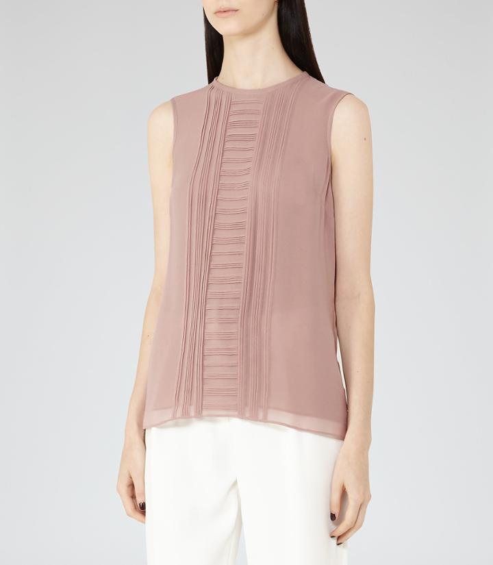 Reiss Albie - Womens Pleat-front Blouse In Red, Size 6