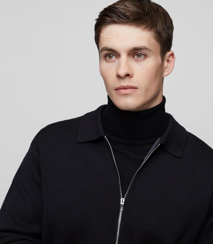 Reiss Tod - Zip Through Cardigan In Black, Mens, Size Xs