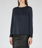 Reiss Cecile - Womens Long-sleeved Blouse In Blue, Size 4