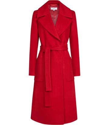 Reiss Chiltern - Longline Wrap Coat In Red, Womens, Size 0