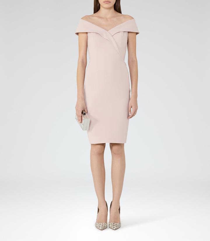 Reiss Haddi - Womens Off-the-shoulder Dress In Orange, Size 4
