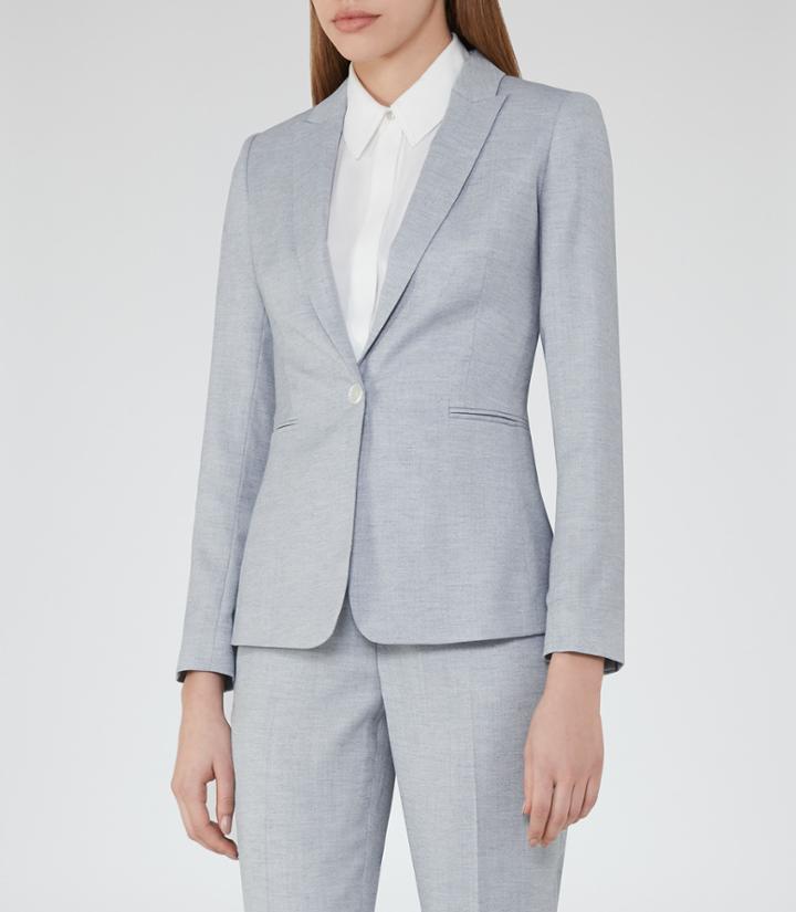 Reiss Wren Jacket - Womens Single-breasted Blazer In Blue, Size 4
