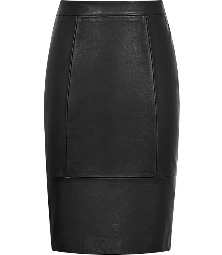 Reiss Kristen - Leather Pencil Skirt In Black, Womens, Size 2
