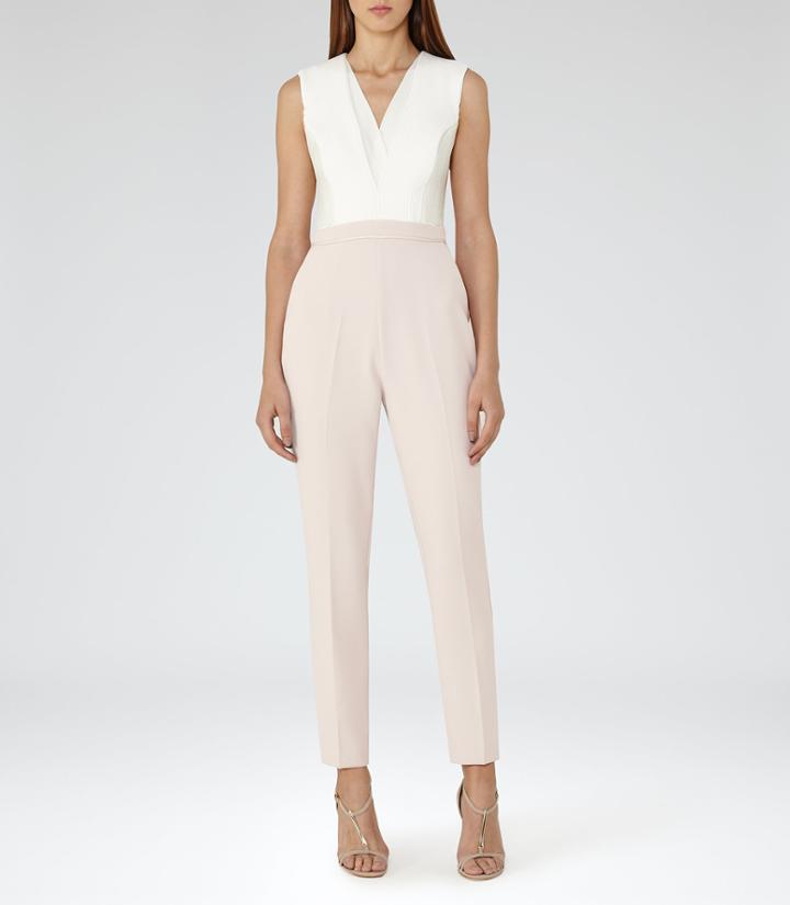 Reiss Elisa - Womens Block-colour Jumpsuit In White, Size 4