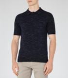 Reiss Junior - Mens Flecked Weave Polo Shirt In Blue, Size Xs