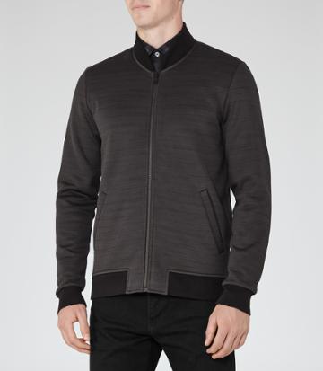 Reiss Eccles - Mens Jersey Bomber Jacket In Grey, Size S
