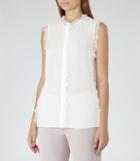Reiss Jean - Womens Lace-trim Sleeveless Blouse In White, Size 6