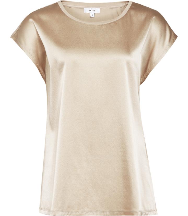 Reiss Ki - Womens Silk-front T-shirt In Yellow, Size Xs